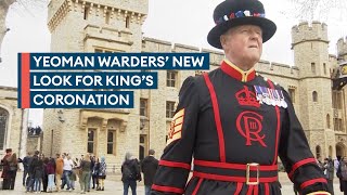 Tower of Londons Beefeaters unveil new uniform with Kings cypher [upl. by Ahseenak166]