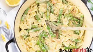 Pasta met asperges en zalm in een romige dillesaus [upl. by Asilram]