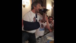 Welsh Man drinks beer stein in seconds at Oktoberfest [upl. by Nnahteb910]