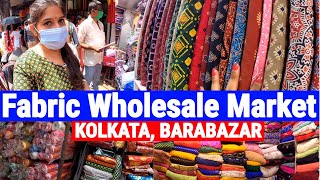 Fabric Wholesale Market in Kolkata Barabazar  Cotton Fabric Hakoba Ajrak Muslin Chanderi [upl. by Llemhar]