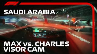 VISOR CAM Max Verstappen vs Charles Leclerc  2022 Saudi Arabian Grand Prix [upl. by Mandel]