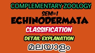 ZOOLOGYECHINODERMATACLASSSIFICATIONDETAILED EXPLANATIONമലയാളം [upl. by Arze]