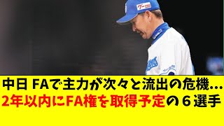 中日 主力がFAで次々と流出の危機2年以内のFA取得予定者がこちら【中日ドラゴンズ立浪監督】 [upl. by Sylvan]