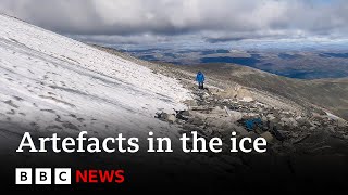 Melting ice reveals hidden Viking artefacts  BBC News [upl. by Smitt]