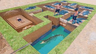 180 Days Living amp Building Underground Swimming Pool Water Slide Around Secret Underground House [upl. by Anaehr]