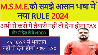 MSME Kya Hai  New MSME Schemes 2024 Launched  Complete Detail of Section 43B  MSME Meaning Hindi [upl. by Kilmarx]