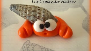 Tuto Fimo Crabe avec Vrai Coquillage de la mer  Polymer Clay Tutorial [upl. by Oiligriv]