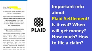 Plaid Settlement email with notice of Class Action  is it legit Will you get paid How much [upl. by Eniron]