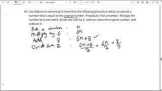 Ex  11 Q  43 Used Deductive Reasoning to show procedure produces number equal Original number [upl. by Ammeg]