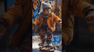 Cat skiing cat catlover cute baby skyboard sky skiing [upl. by Tabbitha]