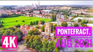 Pontefract Racecourse The Castle Grounds and the Town Centre 4K Drone footage August 2021 [upl. by Sternlight664]