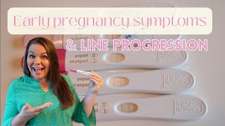 EARLY PREGNANCY SYMPTOMS AND LINE PROGRESSION [upl. by Nreval744]