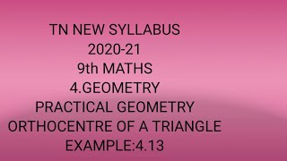 TN samacheer 9th STD maths example 413 geometry orthocentre new syllabus 202021algebra [upl. by Ecienal]