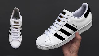 Adidas Superstar Bar lace styles  Adidas Superstar Lace Tutorial [upl. by Anaiv]