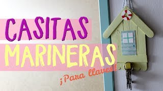 ⛄ ¡manualidades con palitos de helado ⛄ ¿Cómo hacer un portallaves de casitas [upl. by Templia396]