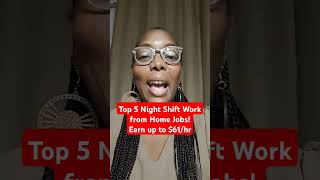 Top 5 Night Shift Work from Home Jobs Hiring Now HighPayshorts [upl. by Emma]