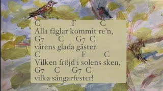 Vårsånger barn Alla fåglar kommit re’n med text och ackord  Traditionell tysk folkmelodi [upl. by Pearline]