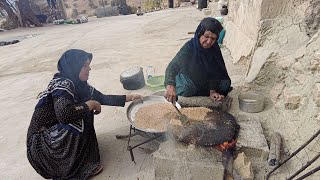 Using a Millstone  Grinding Wheat with a Stone grinder 2022 [upl. by Binette]