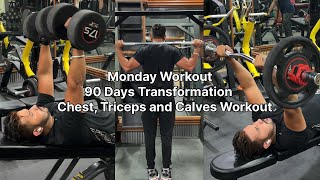 Day1 Monday  Chest  Triceps  Calves Workout  90 Days Transformation RajveerFitnessSeries [upl. by Kleiman]