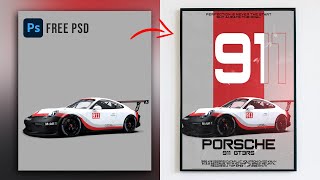 Porsche Car poster design in Photoshop [upl. by Uttasta]