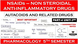 NSAIDs  Non Steroidal Anti Inflammatory Drugs  Autacoids  Part 4 Unit 3  Pharmacology 5 sem [upl. by Assilla377]