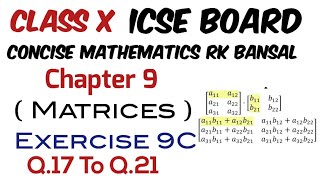 Exercise 9C Q17 to Q21 Class 10 Maths ICSE Board RK Bansal [upl. by Sellers]