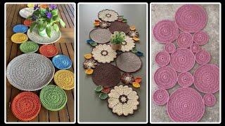 Top Trendy and latest Crochet table mat ideas  Crochet floor mats amp rugs [upl. by Agathe]