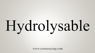 How To Say Hydrolysable [upl. by Aynna108]