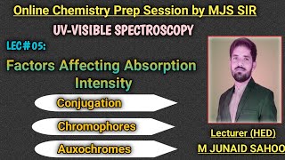 L05 UVVisible SpectroscopyFactors AffectingconjugationChromophoreAuxochromeMJS [upl. by Keyser]