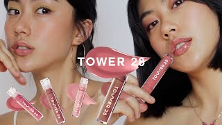 Tower28 ShineOn Milky Lip Jelly  Lip Swatches amp Review [upl. by Simetra]