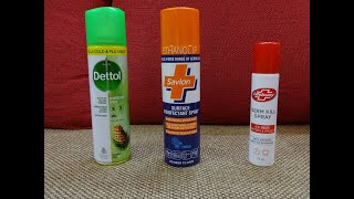 Top 3 Disinfectant Spray in India  Dettol Spray  Savlon Surface Spray  Lifebuoy Germ Kill Spray [upl. by Dressel]