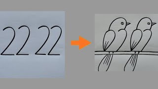 how to draw bird from letter 2222  drawing [upl. by Xilef]