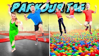 KIDS vs ADULTS Extreme Ninja Warrior Parkour Tag [upl. by Mary123]