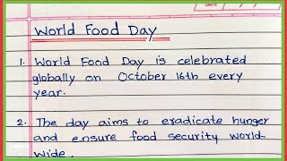 World Food Day 10 Lines in English  About World Food Day  Write 10 Lines on World Food Day [upl. by Symer484]