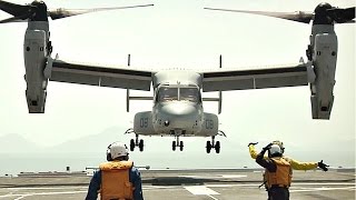 MV22 TakeoffLanding on JS Hyuga – Kumamoto Earthquake Relief [upl. by Aicillyhp]