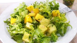 Cómo preparar una rica Ensalada de mango con vinagreta de pimientos [upl. by Ahsiner]