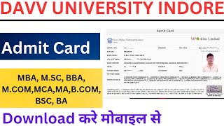 How To Download Davv Admit Card 2024  Davv Admit card download kaise kare  regularprivateAtkt [upl. by Lucinda]