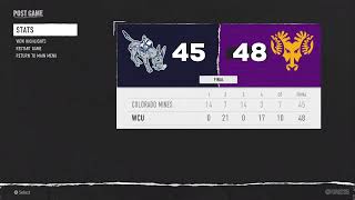 WEEK 10 COLORADO MINES OREDIGGERS 54  WEST CHESTER UNIVERSITY 63 [upl. by Enyahc]