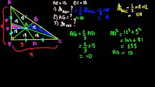 Médianes et centre de gravité  un exercice [upl. by Eelrehpotsirhc40]