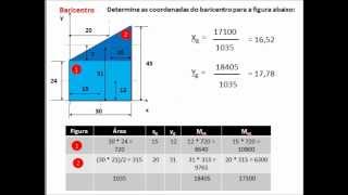 Mecânica Geral Cálculo do baricentro de uma figura composta [upl. by Margy826]