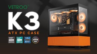 Vetroo K3 ATX PC Case Pumpkin amp Black [upl. by Nnad748]