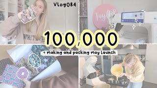 100000 insta followers making  packing scrunchies for the may scrunchie drop VLOG084 [upl. by Inaflahk]