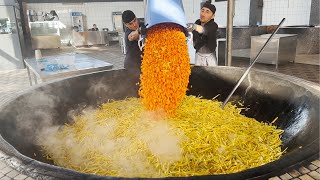 The Biggest Street Food in The World  Uzbek Traditional Pilaf Making  Uzbekistan Street Food [upl. by Xaviera]