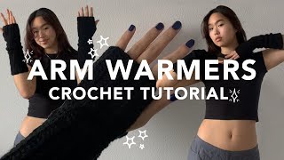 crochet arm warmersfingerless gloves easy tutorial❄️☕✨  beginner winter christmas gift ideas [upl. by Odrareve]