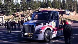 Pikes Peak 2013 startline Mike Ryans Freightliner Special truck [upl. by Ettenay218]