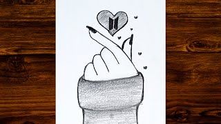 Korean Tumblr Heart Drawing  Easy BTS Drawing  BTS Army Drawing arts [upl. by Acima]