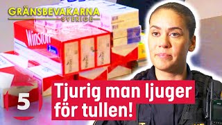 Tullen hanterar en tjurig man som ljuger om sin mängd cigg  Gränsbevakarna Sverige  Kanal 5 [upl. by Leifer819]