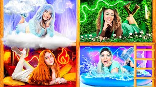 Four Elements Build a Bunk Bed Fire Girl Water Girl Air Girl and Earth Girl [upl. by Camile]