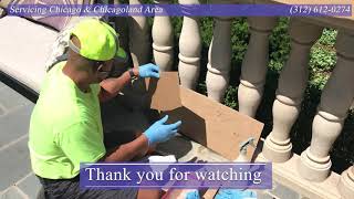 Exterior Cast Stone Repair  Exterior Limestone Repair  Live on site  Kenilworth IL 60043 [upl. by Ahsita]