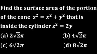 surface area of the portion of the cone that is inside the cylinder integral calculus [upl. by Aceber]